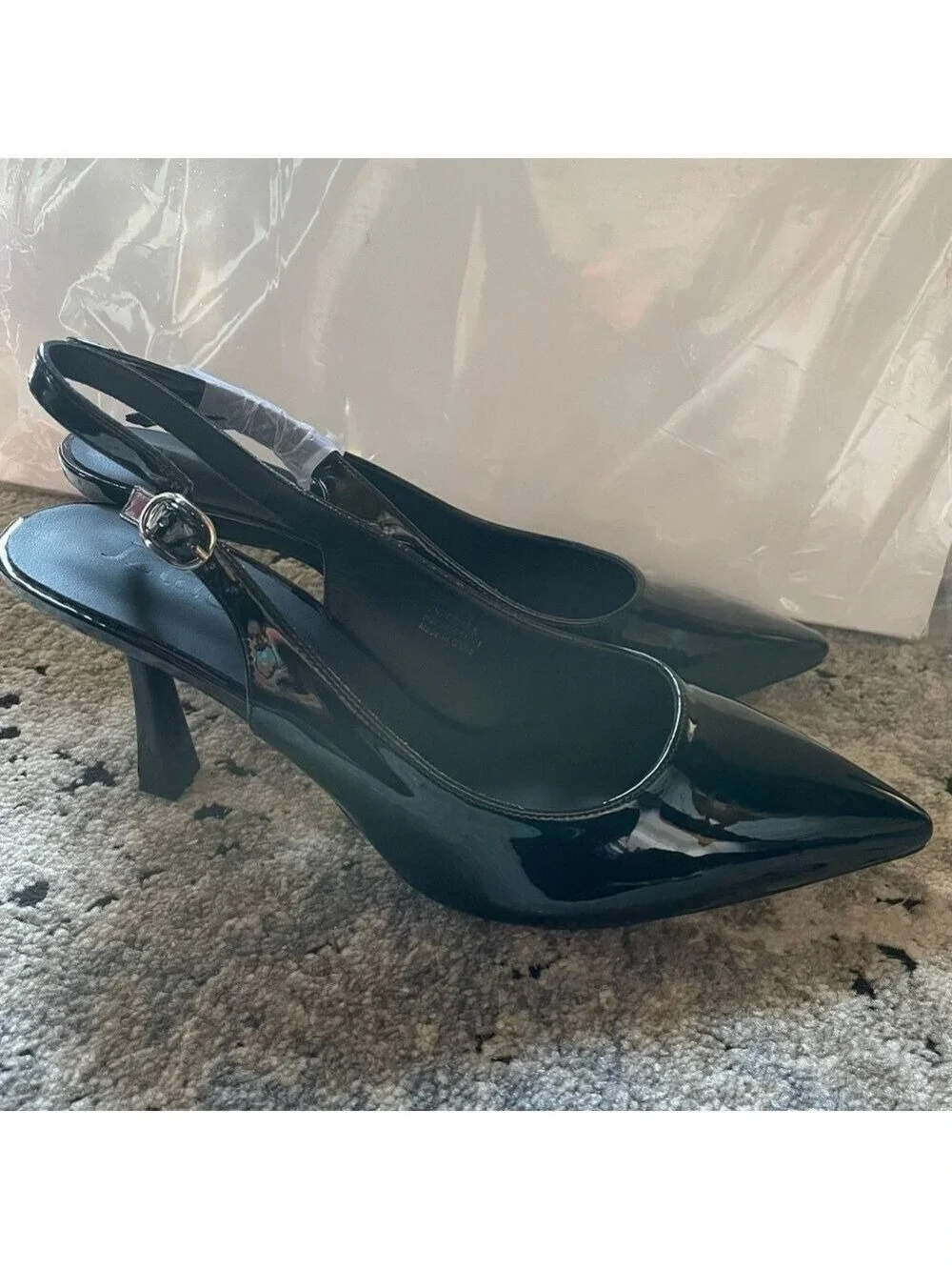 Black Patent Slingback Heels